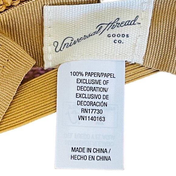 Universal Thread Womens Wide Brim Sun Hat Tan Pink Trim Adjustable Size SM 100 P